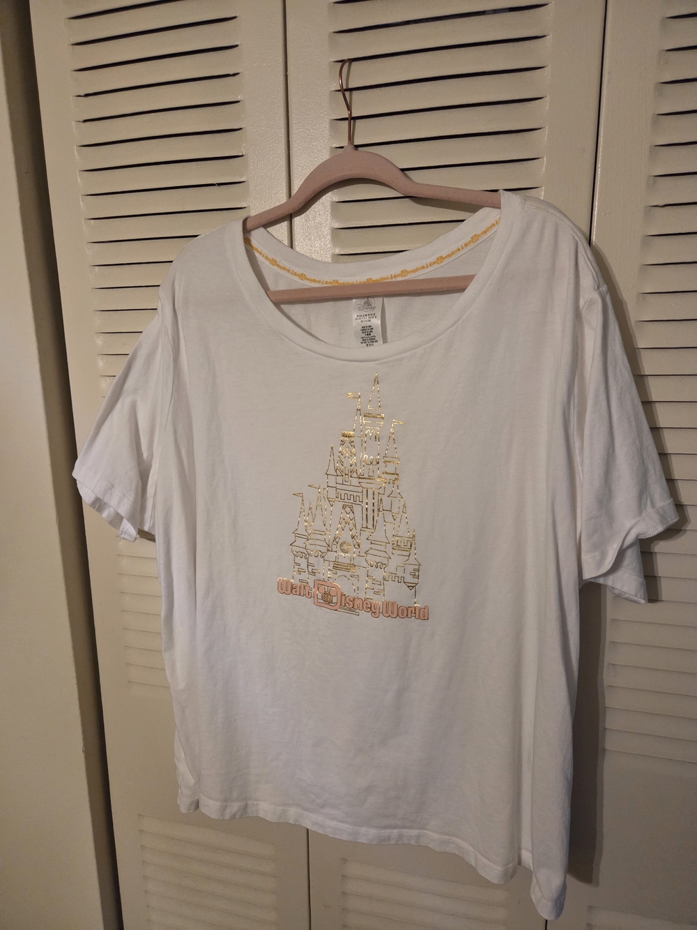 Disney White Short Sleeve Tee with Gold Castle Graphic